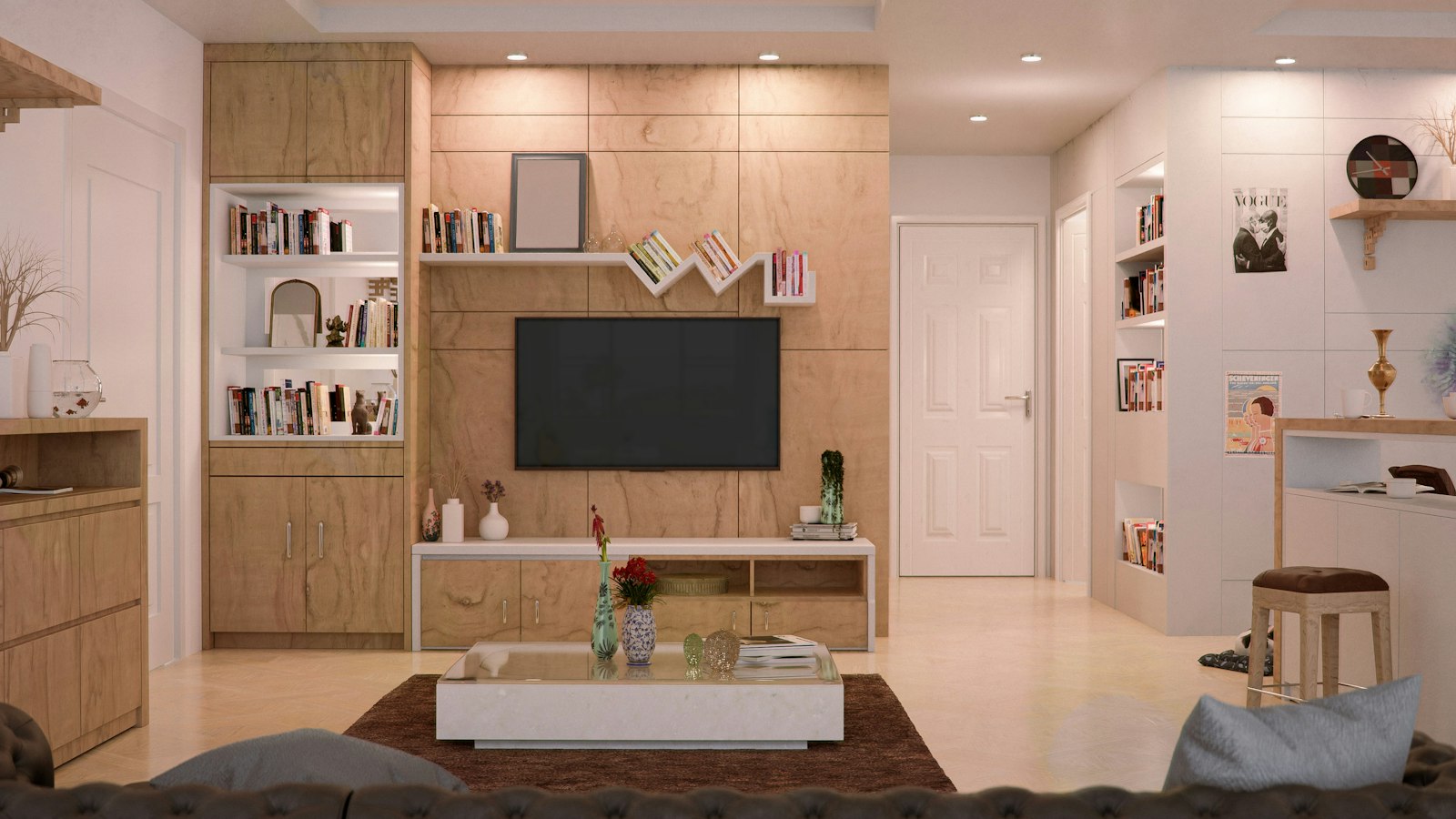Salón amueblado con televisor